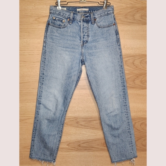 LEVI'S PREMIUM WEDGIE STRAIGHT ANKLE JEAN HIGH WAIST VINTAGE WASH 25 LIKE NEW - Picture 1 of 8